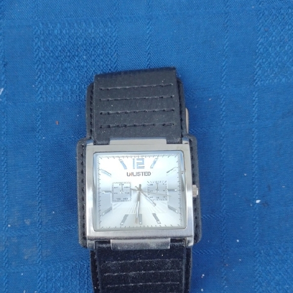 Unlisted Silver Square Watch with Black Strap - Picture 1 of 3